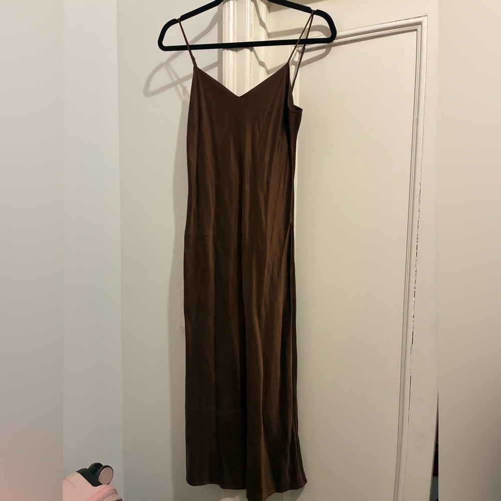 100% Silk Ralph Lauren Brown Midi Slip Dress